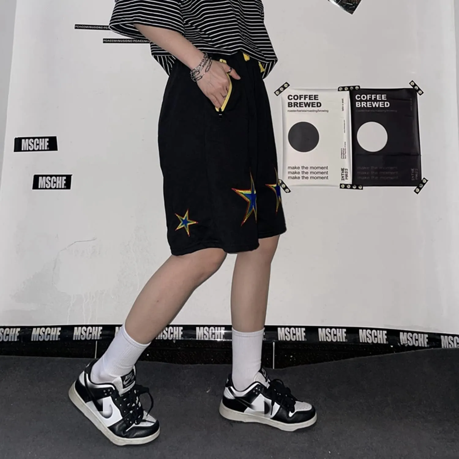 Women Cargo Shorts Graphic Baggy Shorts Summer Harajuku Bermuda Drawstring Wide Leg Short Pants with Pockets