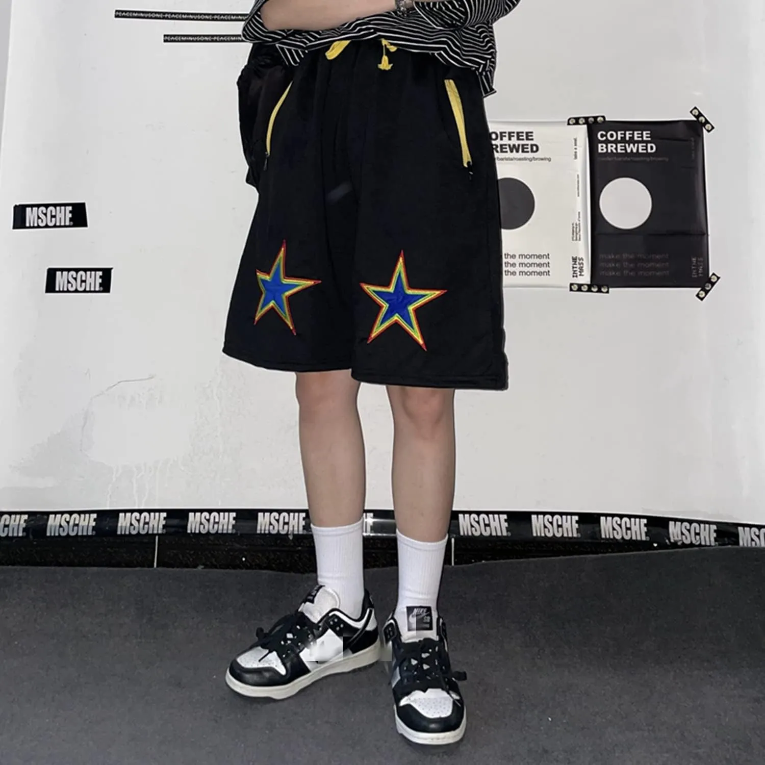 Women Cargo Shorts Graphic Baggy Shorts Summer Harajuku Bermuda Drawstring Wide Leg Short Pants with Pockets