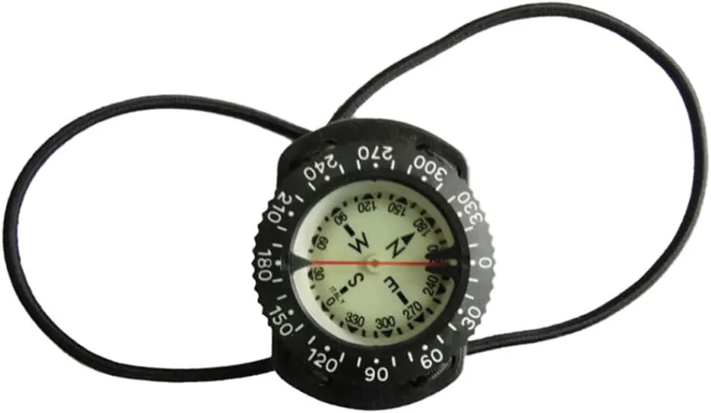 Wrist Compass Dive Compass Surfing Luminous Underwater 50m Wrist Compass Night Vision Waterproof Navigation Compass with Bungee Gray