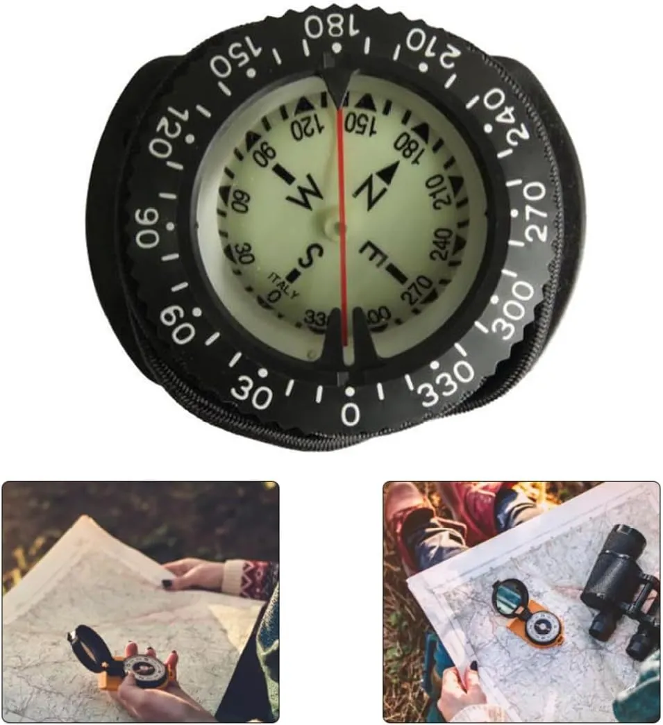 Wrist Compass Dive Compass Surfing Luminous Underwater 50m Wrist Compass Night Vision Waterproof Navigation Compass with Bungee Gray