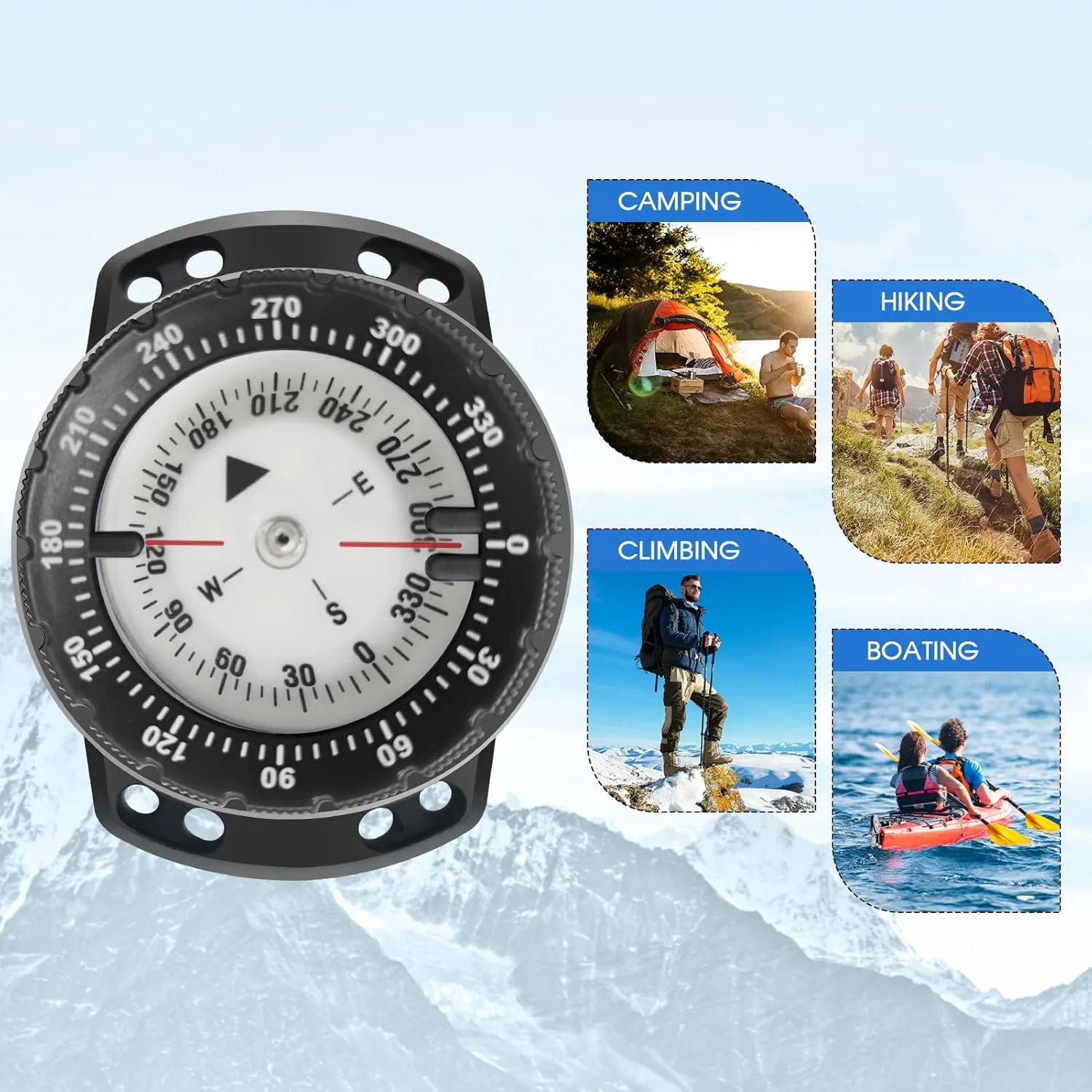 Wrist strap compass, waterproof luminous dial, elastic rope portable diving navigation compass