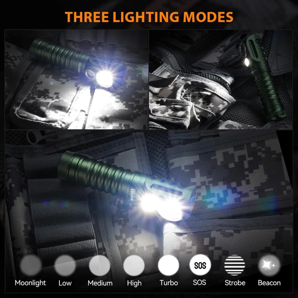Wurkkos HD20 Rechargeable Headlamp Flashlight, Spotlight&Floodlight 90CRI 5000K Rechargeable Headlamp,2000Lumen Super Bright Headband Flashlight,IP68 Waterproof Headlamp for Camping Running(Green