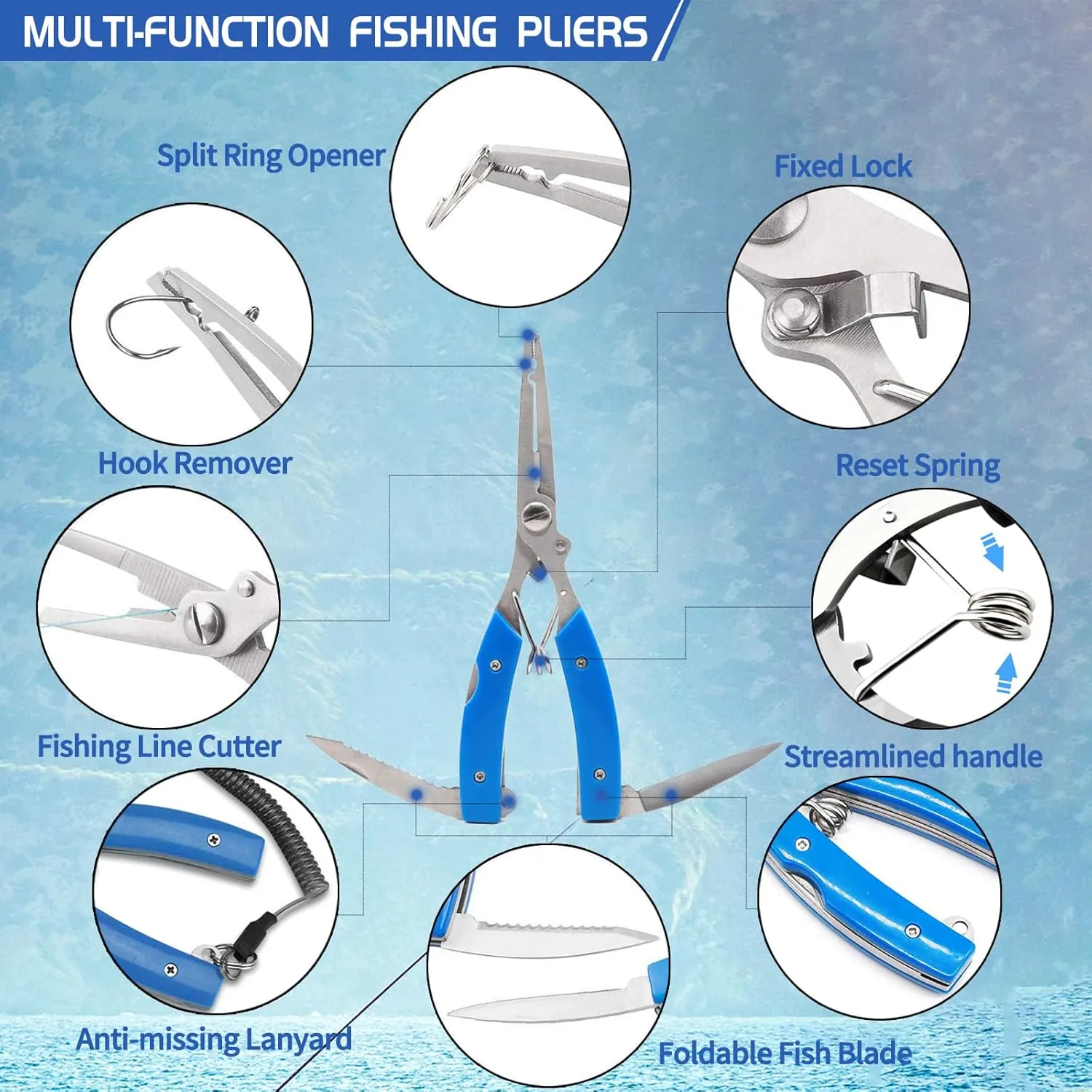 XBLACK Fishing Tool Kit Fishing Pliers Fish Gripper Fishing Scale Fish Grip Tools Set Saltwater Resistant Fishing Gear