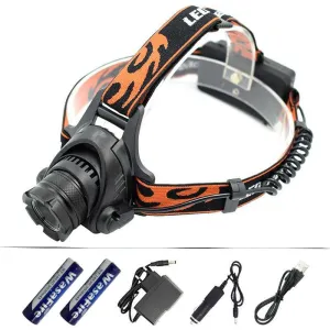 XM-L2 U2 LED Headlamp Zoom 3 Modes Headlight Rechargeable Waterproof Head Torch Light Lamp   18650 Battery   AC Car USB Charger