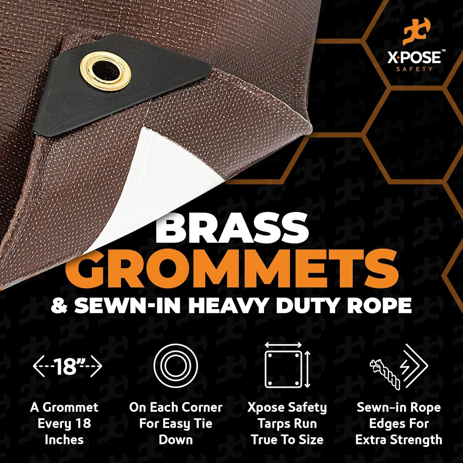 Xpose Safety 20 Mil Ultra Heavy Duty Tarp - 12' x 20' Brown/White, Waterproof, UV Protection, Reinforced Corners