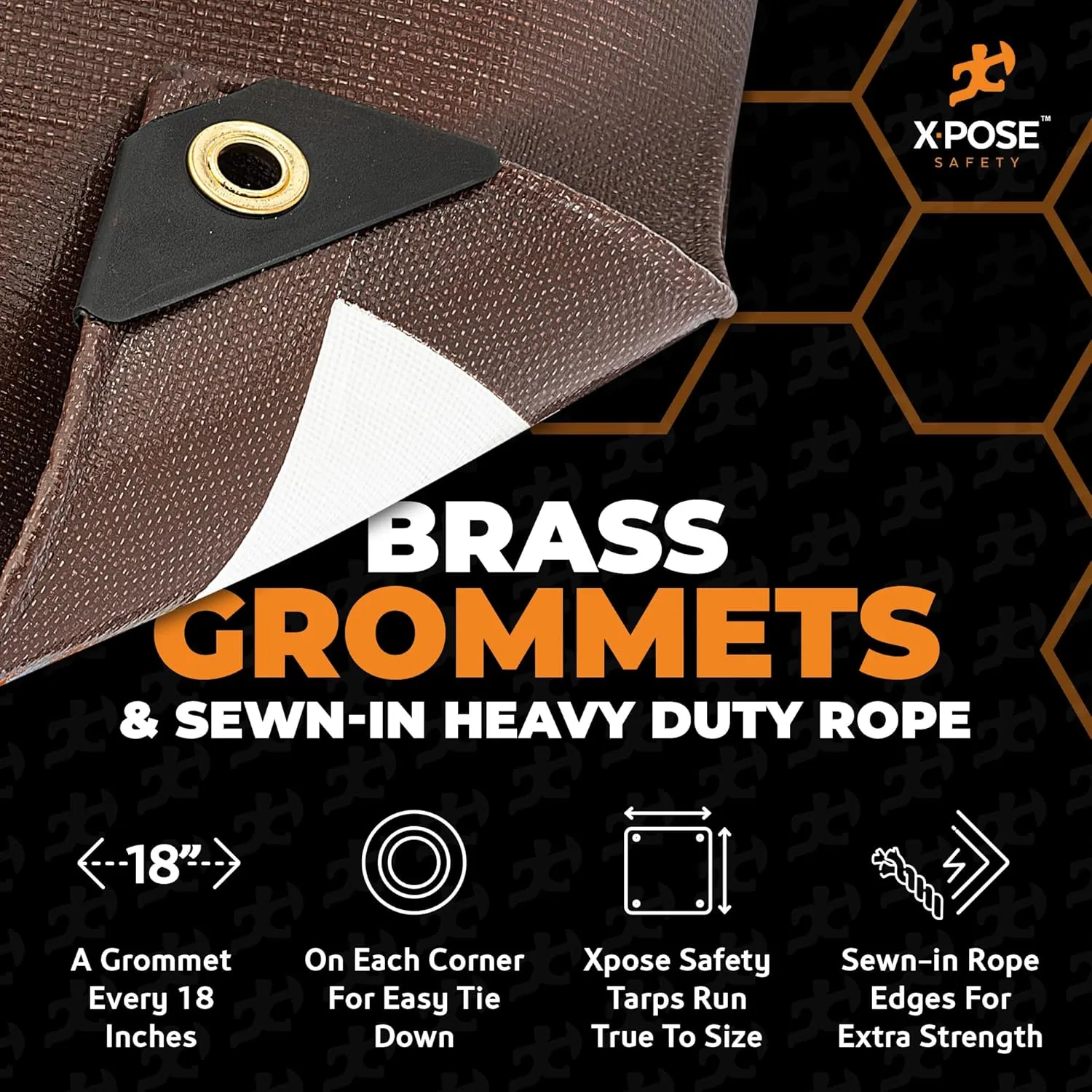 Xpose Safety 20 Mil Ultra Heavy Duty Tarp - 8' x 10' Brown/White Reversible Waterproof Tarp for Camping, Tent, Roof Cover, Shade, Truck Bed
