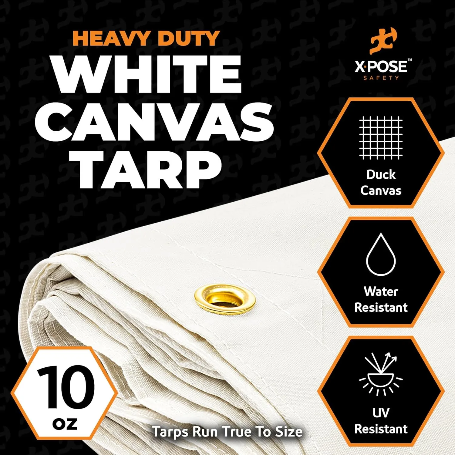 Xpose Safety Canvas Tarp - 10oz White Canvas Tarps Heavy Duty Water Resistant with Brass Grommets- Multipurpose Outdoor Tarpaulin for Camping, Canopy, Trailer, Equipment Cover 12' x 14'