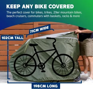 YardStash Bike Cover – Reflective Bicycle Covers for Outside Storage - Waterproof & Weatherproof Garden Tarp Shelters for Bikes, Trikes, 29ers, and Electric Bicycles