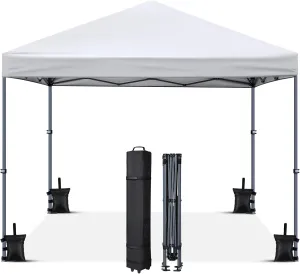 Yardwe 3 * 3 Meters Up Tent Canopy Waterproof Windproof Outdoor Instant Tent Sun Protection Shelter with Wheeled Carry Bag (White)