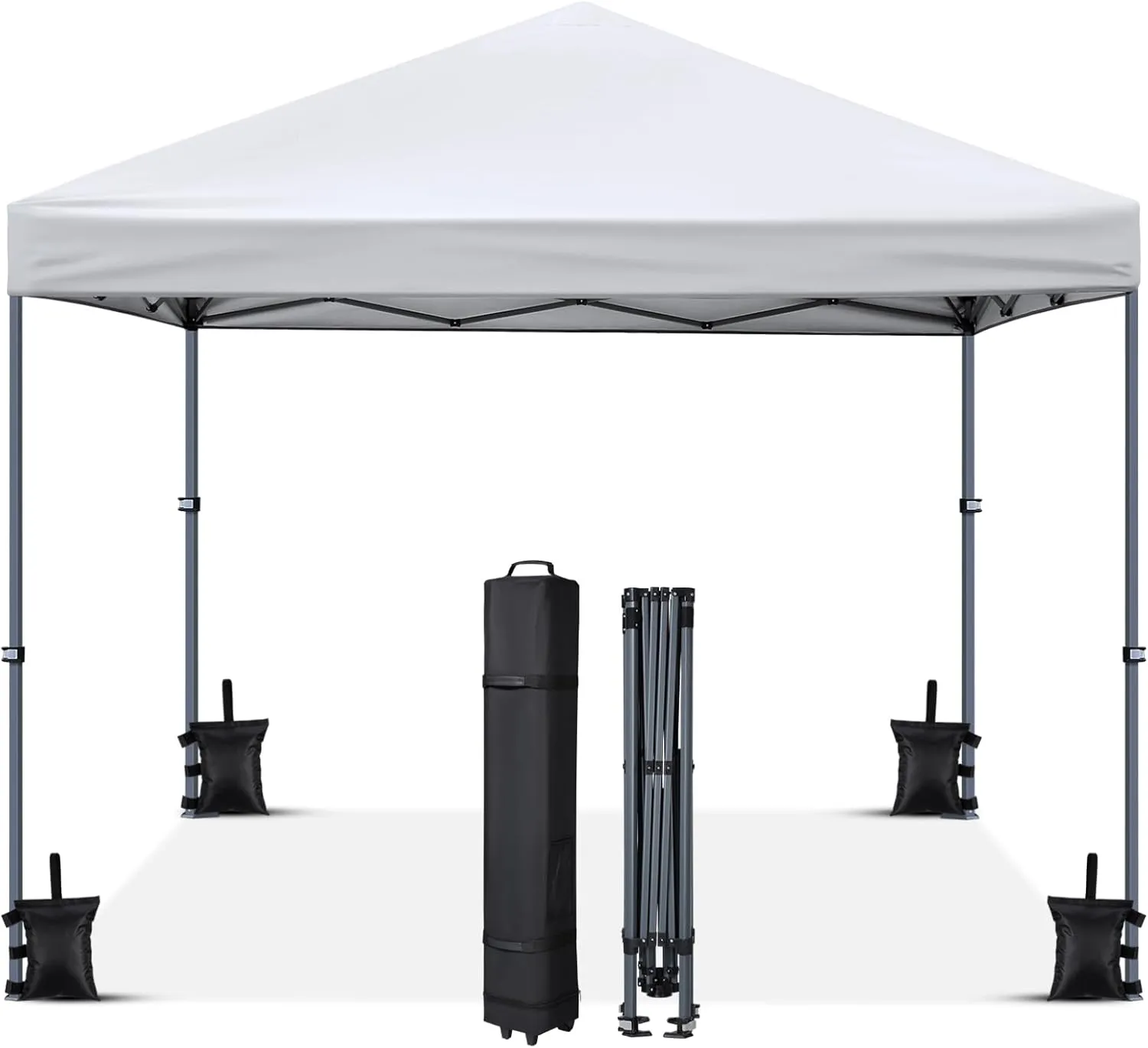 Yardwe 3 * 3 Meters Up Tent Canopy Waterproof Windproof Outdoor Instant Tent Sun Protection Shelter with Wheeled Carry Bag (White)
