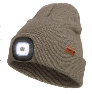 YunTuo LED Beanie with The Light, Unisex USB Rechargeable Headlamp Winter Knitted Cap Gifts for Men Dad Husband Him.