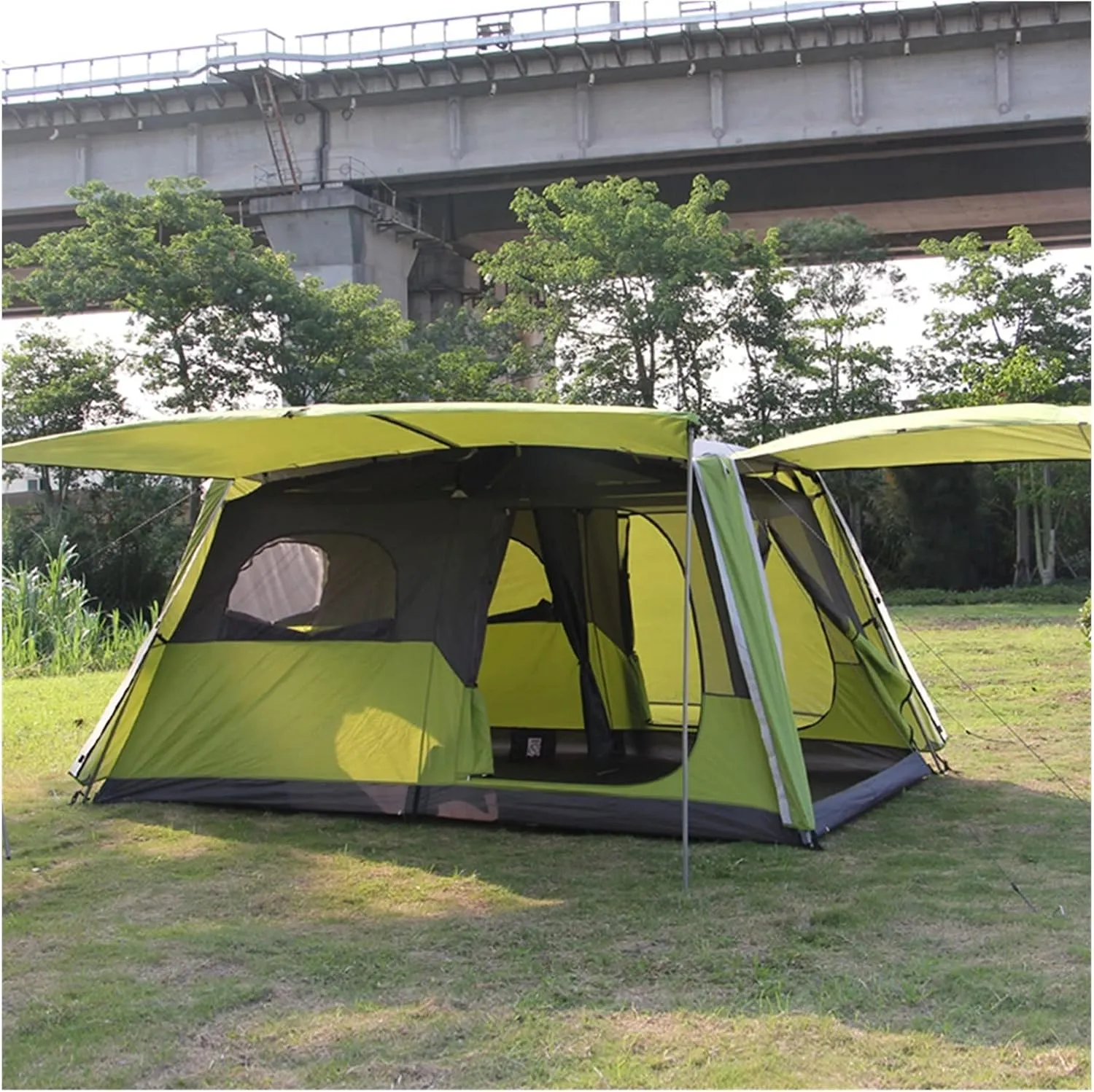 YXCKG Family Tents Camping Tent 8 Person, Double Layer Tent- Ultra Large Waterproof Dome Tent with Porch, Easy to Set Up, Instant Tent with Sun Shelter