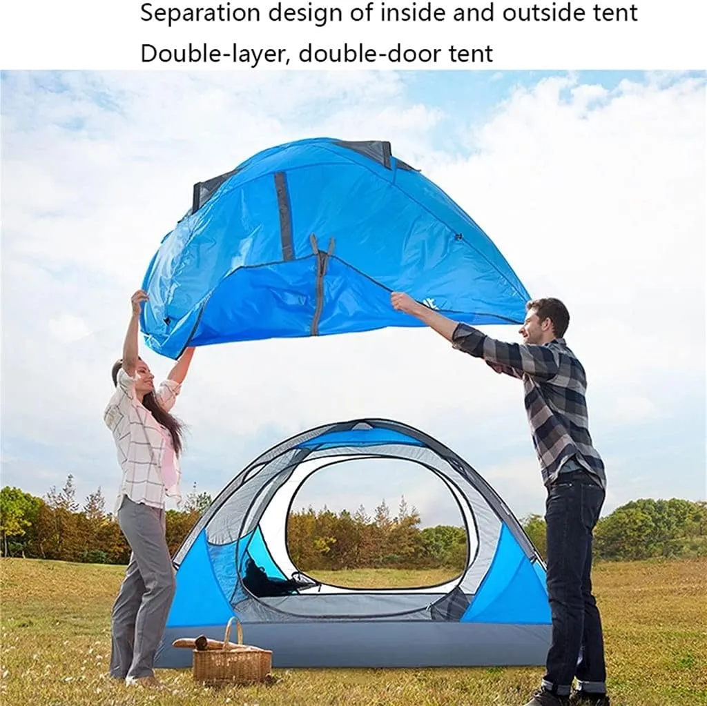 YYDS Tents for Camping Windproof Waterproof Camping Tent Ultralight Folding Beach Tent Double Layer Awning Tent Park Outing Double Camping Tents (Color : Blue)
