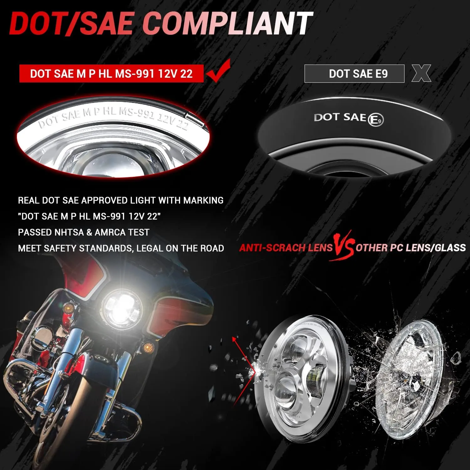Z-OFFROAD New Motorcycle 7 Inch LED Headlight DOT Kit Compatible with Harley Davidson Touring Street Glide Road King Special Electra Glide Ultra Classic Fat Boy Heritage Softail Switchback Chrome