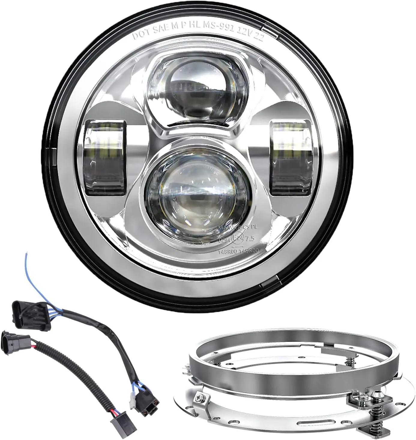 Z-OFFROAD New Motorcycle 7 Inch LED Headlight DOT Kit Compatible with Harley Davidson Touring Street Glide Road King Special Electra Glide Ultra Classic Fat Boy Heritage Softail Switchback Chrome