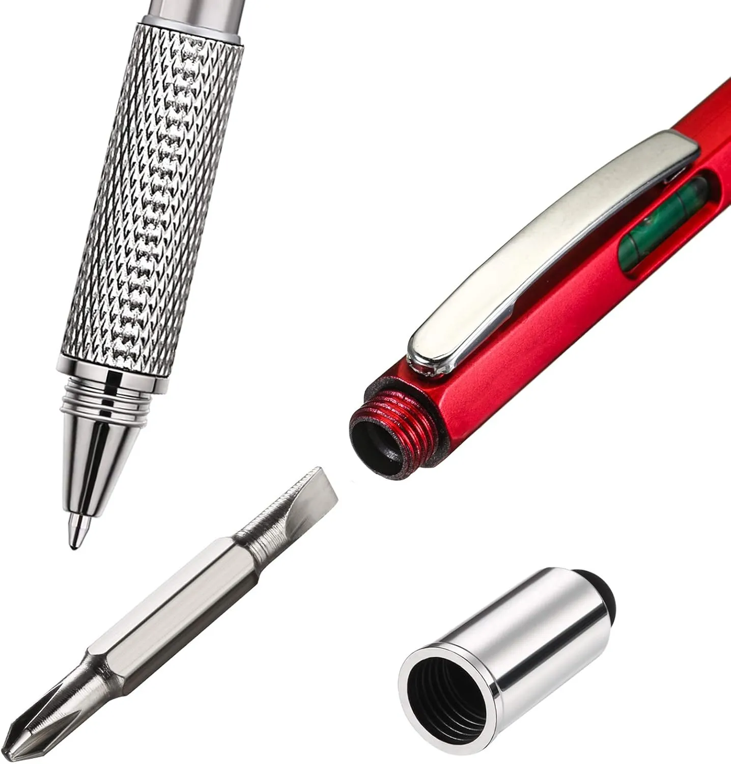 Zhanmai 16 Pieces 8 Pcs Gifts for Men Fathers Day Dad Gifts from Daughter Son Wife 6 in 1 Multitool Pen Set with Refills Screwdriver Ruler Levelgauge Birthday Graduation (Red)