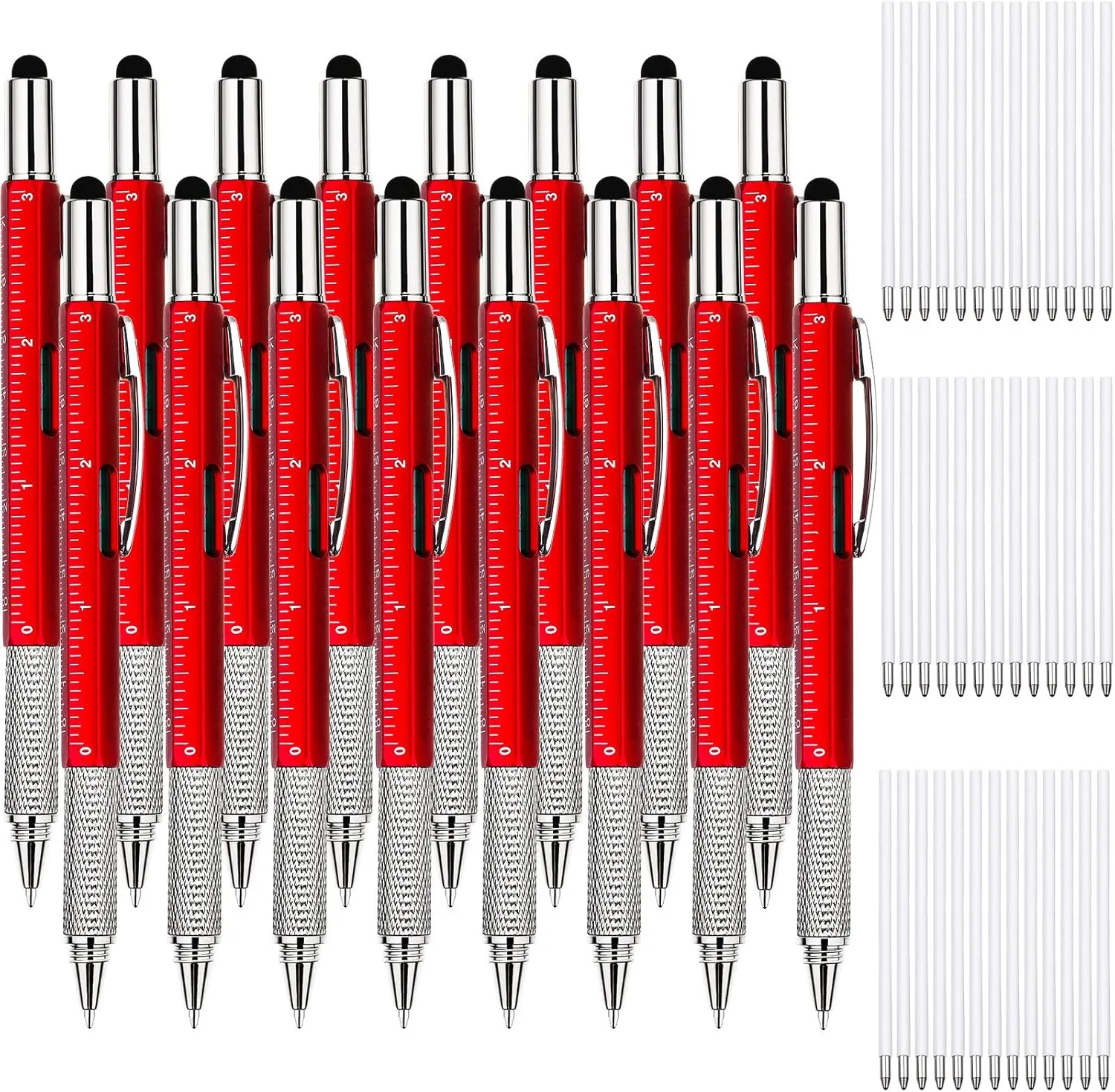 Zhanmai 16 Pieces 8 Pcs Gifts for Men Fathers Day Dad Gifts from Daughter Son Wife 6 in 1 Multitool Pen Set with Refills Screwdriver Ruler Levelgauge Birthday Graduation (Red)
